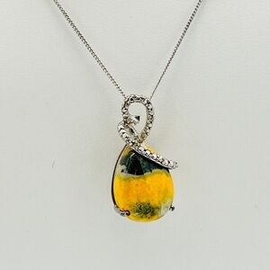 Bumblebee Jasper Pendant; 925 Sterling Silver